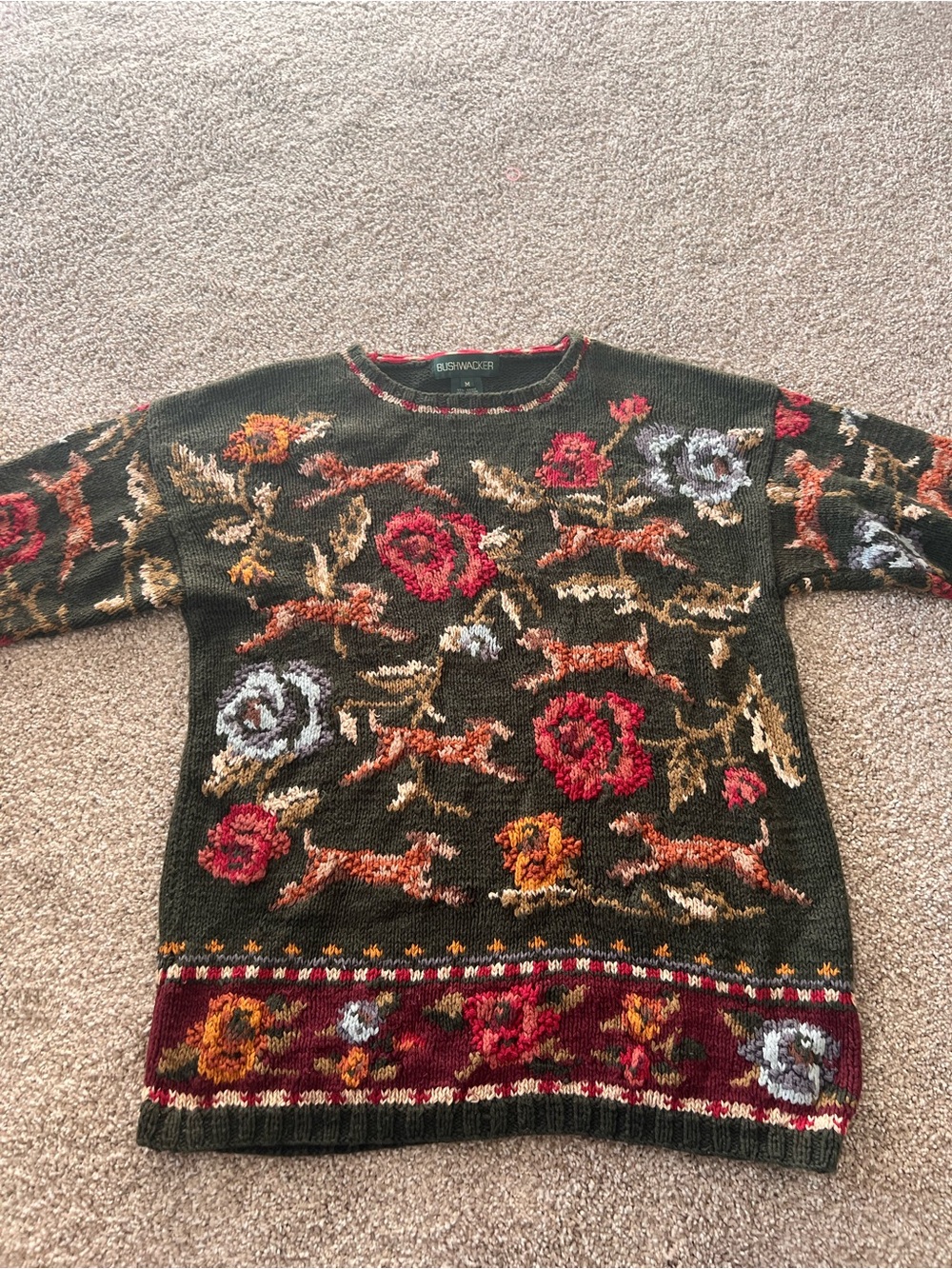Bushwacker Olive Floral Crewneck Sweater